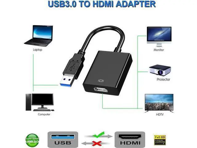 Alt view image 7 of 7 - USB to HDMI Adapter USB 3.0/2.0 to HDMI 1080P/60Hz Multi-Display Graphics Converter Cable with Video Audio for Laptop PC Monitor Projector HDTV Compatible with Windows (Not Support Linux Vista)