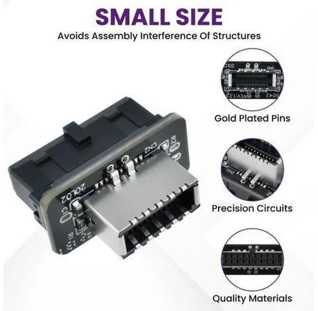Alt view image 2 of 7 - USB 3.2 Gen 1 to USB 3.2 Gen 2 Header Adapter, Motherboard 19Pin to Type-E Header Converter, Front Panel Adapter for Type C Motherboard (Vertical Type)