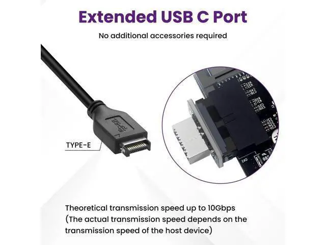 Alt view image 4 of 7 - USB 3.2 Gen 1 to USB 3.2 Gen 2 Header Adapter, Motherboard 19Pin to Type-E Header Converter, Front Panel Adapter for Type C Motherboard (Vertical Type)
