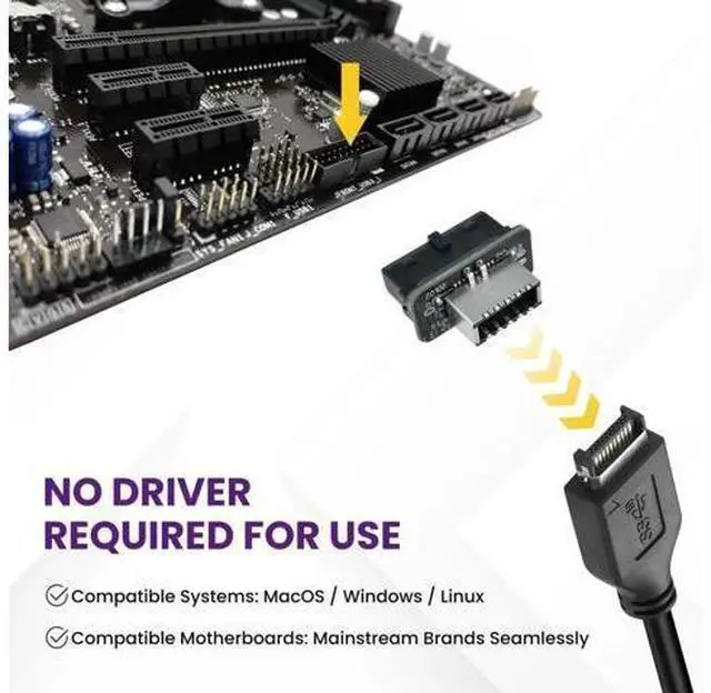 Alt view image 5 of 7 - USB 3.2 Gen 1 to USB 3.2 Gen 2 Header Adapter, Motherboard 19Pin to Type-E Header Converter, Front Panel Adapter for Type C Motherboard (Vertical Type)