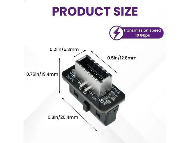 Alt view image 6 of 7 - USB 3.2 Gen 1 to USB 3.2 Gen 2 Header Adapter, Motherboard 19Pin to Type-E Header Converter, Front Panel Adapter for Type C Motherboard (Vertical Type)