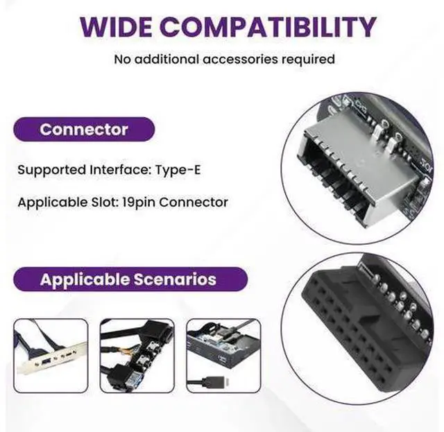Alt view image 3 of 7 - USB 3.2 Gen 1 to USB 3.2 Gen 2 Header Adapter, Motherboard 19Pin to Type-E Header Converter, Front Panel Adapter for Type C Motherboard (Vertical Type)