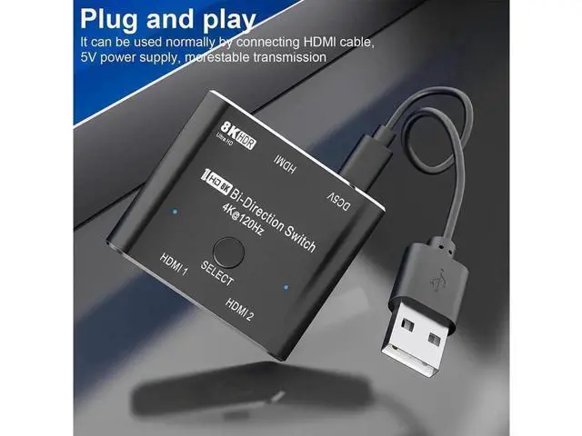 Alt view image 7 of 7 - HDMI switcher hdmi Splitter 2 in 1 Out/1 in 2 Out Ultra 8K HD Bi-Directional Switch 8K@60Hz 4K@120Hz High Speed 48Gbps Switch 8K hdmi Splitter ps5 Support Xbox X PS5