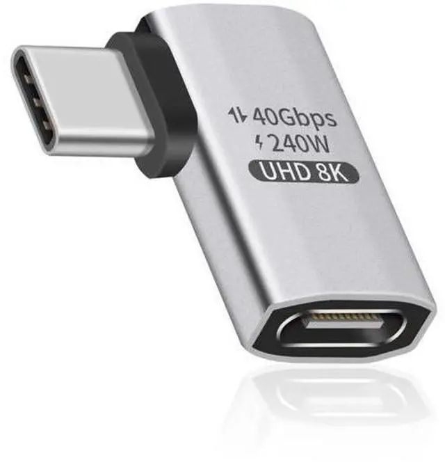 Main image of 240W Right Angle USB-C Adapter, 40Gbps USB C 90 Degree Adapter Male to Female with 8K@60Hz Video Compatible for Thunderbolt 3/4, Switch, MacBookPro/Air, ipad and More Type C Devices (1 Pack)
