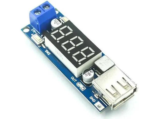 Alt view image 2 of 3 - DC DC Step Down Converter LED Display Voltmeter + 5 V USB Charger Power Supply Module Board Step-down Buck Port 6.5-40V To 5V 2A