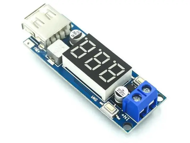 Alt view image 3 of 3 - DC DC Step Down Converter LED Display Voltmeter + 5 V USB Charger Power Supply Module Board Step-down Buck Port 6.5-40V To 5V 2A