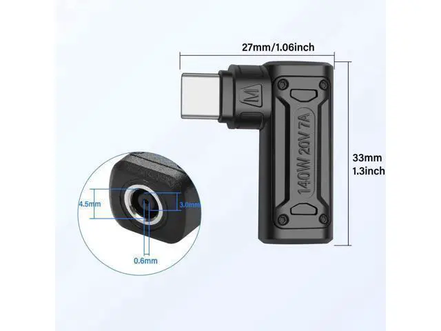 Alt view image 4 of 4 - PD 140W DC4530 to Type C Power Charging Adapter DC 4.5mm x 3.0mm Female(4.5 x 0.6mm) Input to USB C Male Connector with PD Automatic Identification Chip,for Phone,Tablet,Laptop (DC4530 M)