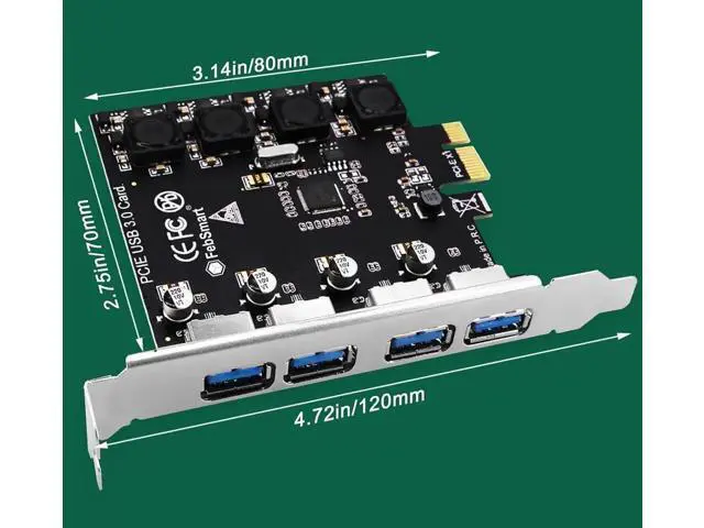 Alt view image 7 of 7 - PCIe to USB 3.0 4X USB-APorts Expansion Card,PCI Express Internal USB 3 Hub Converter for Desktop PCS Riser Card