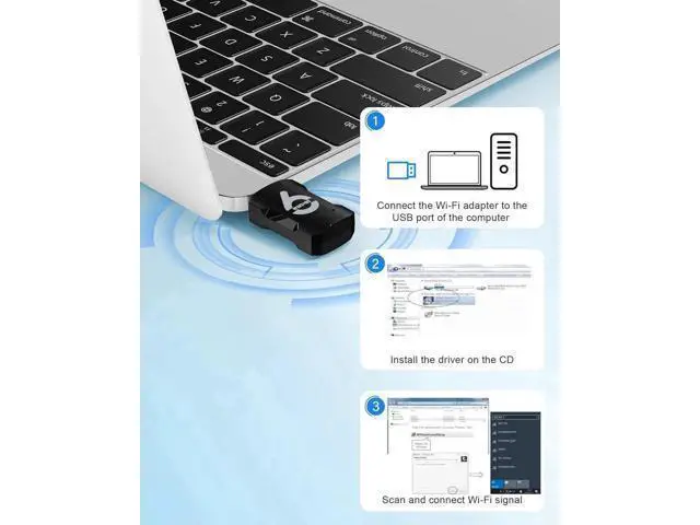 Alt view image 4 of 7 - 2-in-1 USB WiFi Adapter - WiFi Bluetooth Adapter, 900Mbps 2.4/5GHZ Dual Band WiFi and Bluetooth Adapter for PC/Laptop/Desktop, Driver Free Wpa3, WiFi 6 USB Bluetooth 5.3 Adapter, Win 10/11