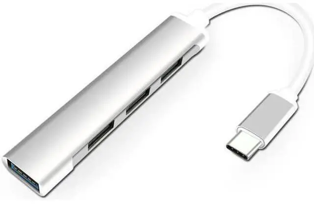Main image of 4-Port USB-C Hub, Ultra-Slim Data USB-C Type-C to 4 X USB 3.0 Hub Adapter for MacBook, Mac Pro, Mac mini, iMac, Surface Pro, XPS, PC, Flash Drive, Mobile HDD-Silver