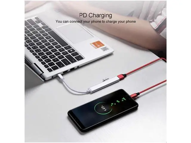 Alt view image 4 of 7 - 4-Port USB-C Hub, Ultra-Slim Data USB-C Type-C to 4 X USB 3.0 Hub Adapter for MacBook, Mac Pro, Mac mini, iMac, Surface Pro, XPS, PC, Flash Drive, Mobile HDD-Silver