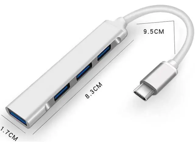 Alt view image 6 of 7 - 4-Port USB-C Hub, Ultra-Slim Data USB-C Type-C to 4 X USB 3.0 Hub Adapter for MacBook, Mac Pro, Mac mini, iMac, Surface Pro, XPS, PC, Flash Drive, Mobile HDD-Silver