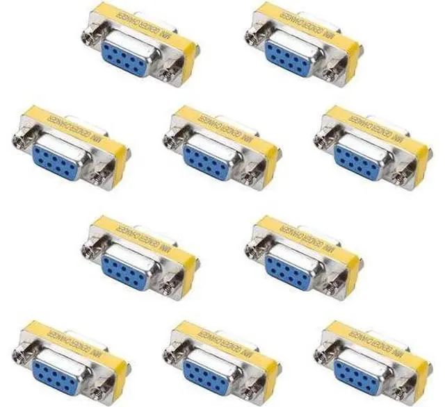 Main image of DB9 Mini Gender Changer -10Pack 9 Pin RS-232 DB9 Female to Female Serial Cable Coupler Adapter