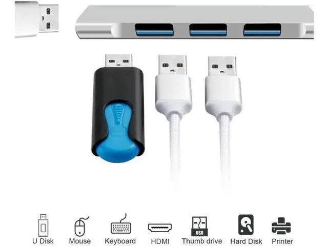 Alt view image 7 of 7 - 4-Port USB-C Hub, Ultra-Slim Data USB-C Type-C to 4 X USB 3.0 Hub Adapter for MacBook, Mac Pro, Mac mini, iMac, Surface Pro, XPS, PC, Flash Drive, Mobile HDD-Silver