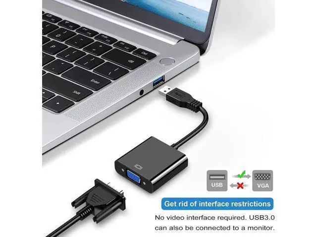 Alt view image 4 of 7 - USB to VGA Adapter for Monitor VGA to USB 3.0/2.0 Converter 1080P Multi-Display Video Cable for Laptop Desktop PC to Monitors Projector TV. (Not Support Chromebook)