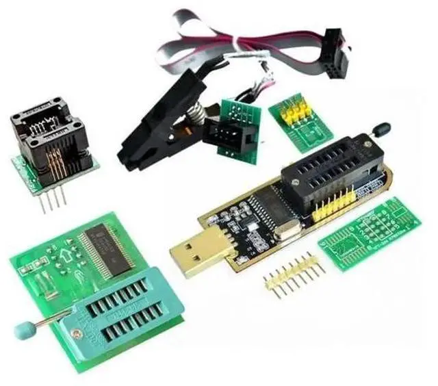 Main image of CH341 24 25 Series EEPROM Flash B USB Programmer Module + SOIC8 SOP8 Test Clip + 1.8V adapter + SOIC8 adapter DIY KIT