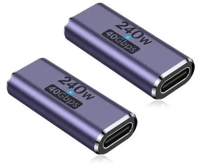 Main image of 240W USB C Coupler (2 Pack), USB Type C Female to Female Adapter Extender Compatible with Thunderbolt 4/3 Support up to 240W Charging, 40Gbps Data Transfer and 8K@60Hz Video