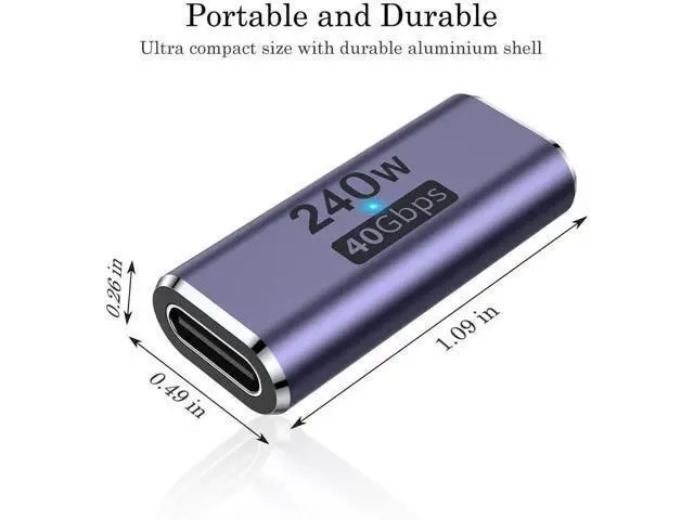 Alt view image 2 of 7 - 240W USB C Coupler (2 Pack), USB Type C Female to Female Adapter Extender Compatible with Thunderbolt 4/3 Support up to 240W Charging, 40Gbps Data Transfer and 8K@60Hz Video