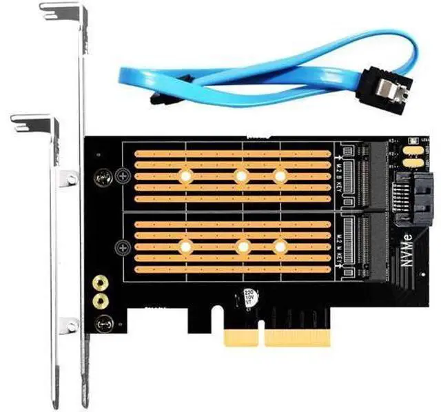 Main image of PA12 Dual M.2 SSD PCIe X4 Adapter Without Heatsink for One M.2 NVMe SSD and One M.2 SATA SSD, Support PCIe 4.0 SSD and OS Boot from M.2 NVMe SSD