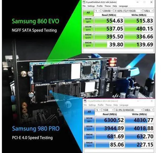 Alt view image 2 of 7 - PA12 Dual M.2 SSD PCIe X4 Adapter Without Heatsink for One M.2 NVMe SSD and One M.2 SATA SSD, Support PCIe 4.0 SSD and OS Boot from M.2 NVMe SSD
