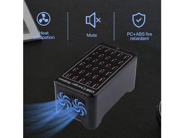 Alt view image 4 of 6 - Multiple Chargers USB Charging Station, 30-Port 150W 30A Desktop USB Charging Station for Hotels, Schools, Shops, Shopping malls and Travel - Black