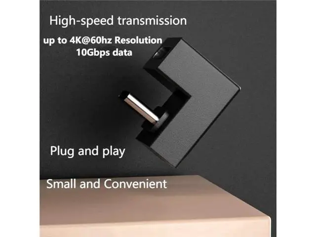 Alt view image 3 of 6 - USB C U-Shape Adapter 180 Degree USB 3.1 Type C Male to Female U-Shape Charging Connector Adapter 4K60Hz 10Gbps for Laptop,Tablet,USB-C Phone