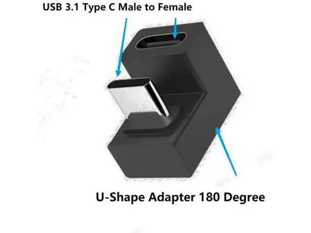 Alt view image 5 of 6 - USB C U-Shape Adapter 180 Degree USB 3.1 Type C Male to Female U-Shape Charging Connector Adapter 4K60Hz 10Gbps for Laptop,Tablet,USB-C Phone