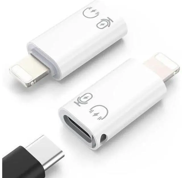 Main image of USB C to Lightning Adapter Audio Lightning to USB C Adapter for Headphones Fits with iPhone 14/13/12/11 Pro Max/iPad/iPod/AirPods Support Charging Audio/Headphnoe and OTG Function White