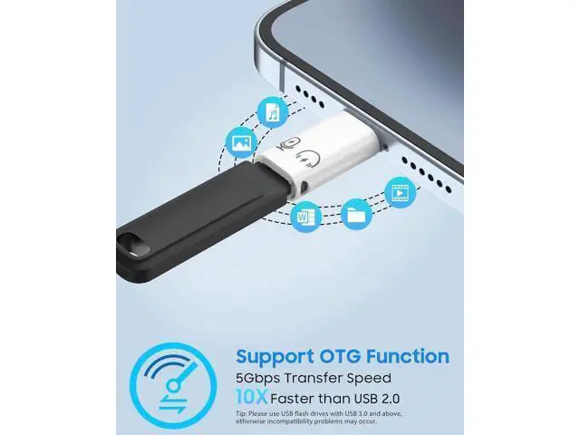 Alt view image 3 of 7 - USB C to Lightning Adapter Audio Lightning to USB C Adapter for Headphones Fits with iPhone 14/13/12/11 Pro Max/iPad/iPod/AirPods Support Charging Audio/Headphnoe and OTG Function White