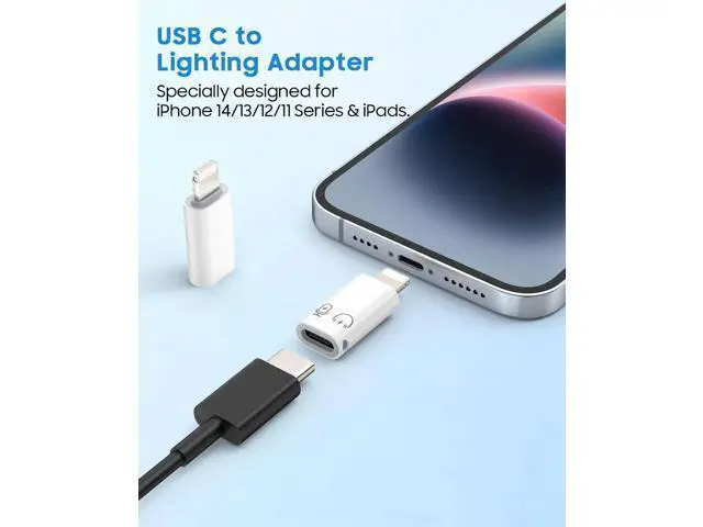 Alt view image 6 of 7 - USB C to Lightning Adapter Audio Lightning to USB C Adapter for Headphones Fits with iPhone 14/13/12/11 Pro Max/iPad/iPod/AirPods Support Charging Audio/Headphnoe and OTG Function White