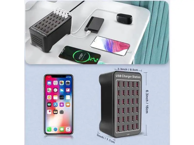 Alt view image 6 of 6 - Multiple Chargers USB Charging Station, 30-Port 150W 30A Desktop USB Charging Station for Hotels, Schools, Shops, Shopping malls and Travel - Black