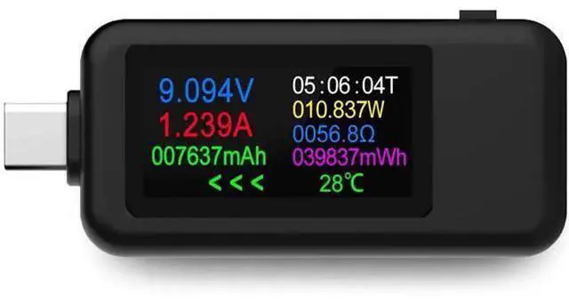 Main image of USB C Tester Voltmeter Power Voltage and Current Tester Meter 0-5.1A 4-30V USB Power Capacity, Temperature, Working Time Volt Ammeter Detector IPS Color Display LCD Power Charger Detector