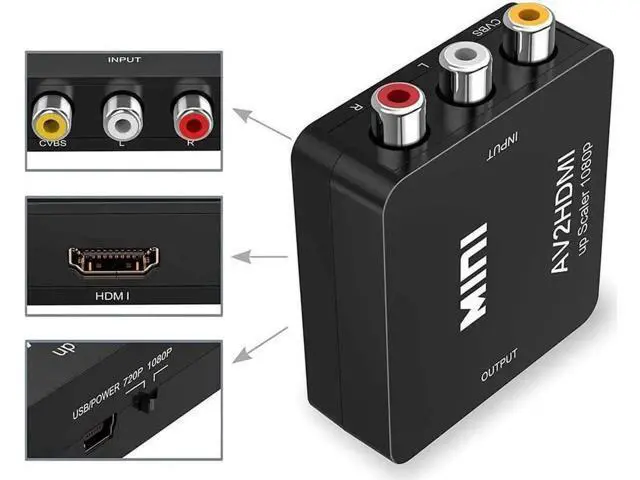 Alt view image 2 of 5 - RCA to HDMI Converter, 1080P AV to HDMI RCA Composite CVBS Video Audio Converter Adapter Supporting PAL/NTSC for Xbox/PS2/Wii/SNES/N64/VHS/VCR/DVD