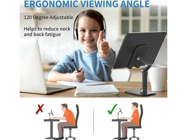 Alt view image 4 of 6 - Universal Desktop Phone Holder Stand for IPhone IPad Adjustable Tablet Foldable Table Cell Phone Desk Stand Holder For Desk(4.7"-13")Tablet Stand Holder for Galaxy Tab Fire HD Kindle