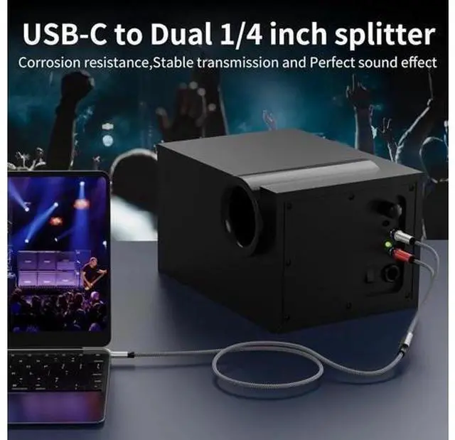 Alt view image 2 of 6 - USB C to Dual 6.35mm 1/4 inch TS Stereo Audio Y Splitter Cable 3FT for iPhone 15/15 Plus/15 Pro/15 Pro Max Amplifier Speaker and Mixer