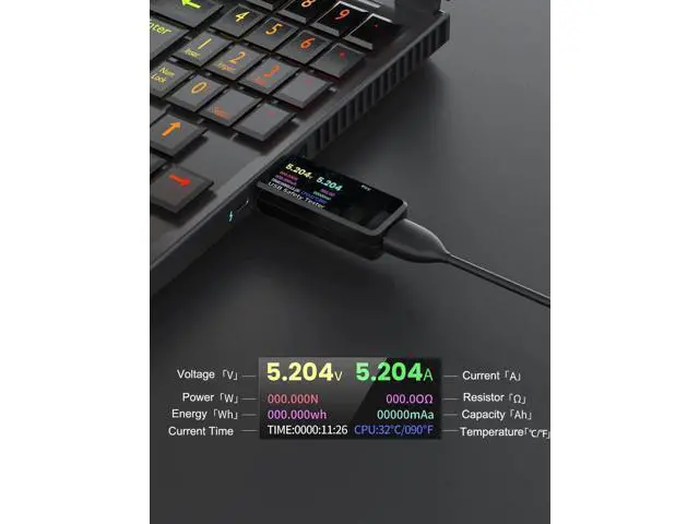 Alt view image 7 of 7 - USB 3.0 Tester Multimeter 3.7-32V 0-5.1A USB Voltage Tester USB Digital Current and Voltage Tester Meter Voltmeter Ammeter IPS Color Display Capacity Power Charger Detector