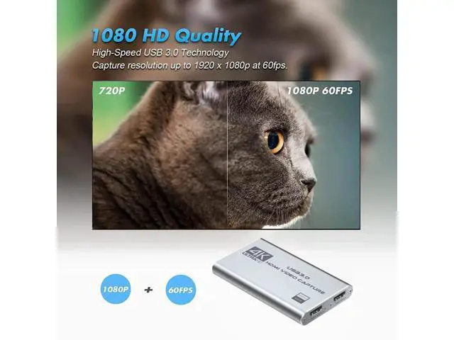 Alt view image 4 of 6 - Video Capture Card 4K 1080P 60FPS, USB 3.0 HDMI Video Capture Device, HD Game Capture Card for Streaming, Work with PS4/PS5/Xbox/PC/Mac Windows 10/11