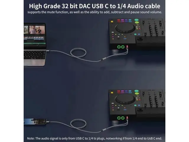 Alt view image 6 of 6 - USB C to Dual 6.35mm 1/4 inch TS Stereo Audio Y Splitter Cable 3FT for iPhone 15/15 Plus/15 Pro/15 Pro Max Amplifier Speaker and Mixer