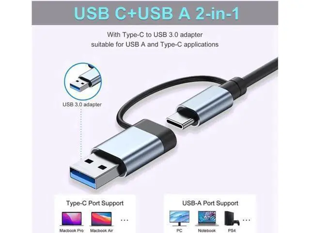 Alt view image 2 of 7 - Aluminum 7 in 1 USB Hub USB C Hub with USB 3.0, Multiport USB Splitter Expand with 5 USB Port 2 USBC Ports for MacBook Pro Air, for iPad Pro Laptop, Phones and More Devices