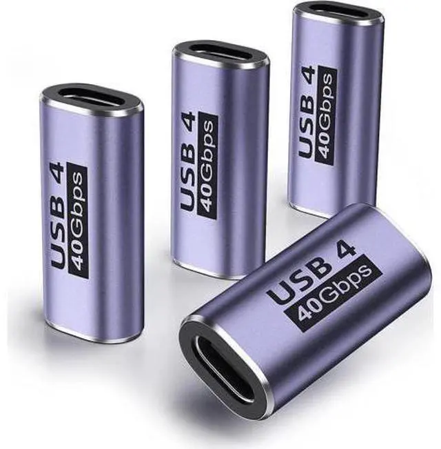 Main image of USB C Female to Female Adapter (4 Pack) USBC Coupler with 40 Gbps PD 100W 8K 60hz Video Compatible for Thunderbolt 4/3, MacBook Pro/Air, USB-C HUB and More Type C Devices