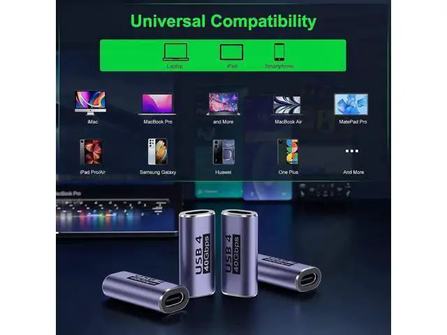 Alt view image 3 of 6 - USB C Female to Female Adapter (4 Pack) USBC Coupler with 40 Gbps PD 100W 8K 60hz Video Compatible for Thunderbolt 4/3, MacBook Pro/Air, USB-C HUB and More Type C Devices