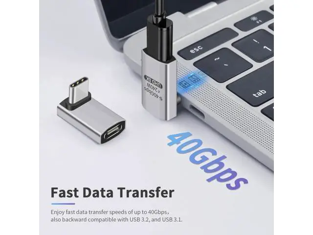 Alt view image 6 of 7 - USB C 90 Degree Adapter, 40Gbps, Right Angle USB C Male to Female, Supports 8K Video for iPad, MacBook, Tablet, Phone, 2 Pack