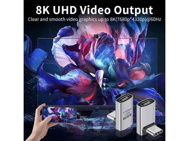 Alt view image 4 of 7 - USB C 90 Degree Adapter, 40Gbps, Right Angle USB C Male to Female, Supports 8K Video for iPad, MacBook, Tablet, Phone, 2 Pack