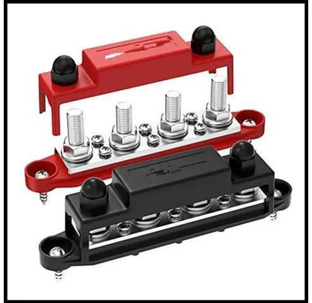 Main image of FOR 250A 12V Bus Bar Power Distribution Block Car Audio 12 Volt DC Busbar 4 x 3/8Inch Posts 6 x 8 Screws