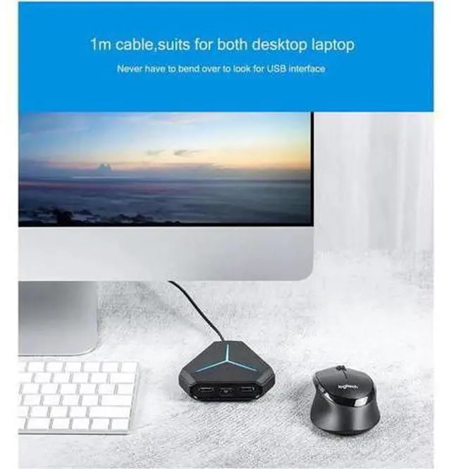 Alt view image 3 of 7 - 6 Port USB 3.0 Hub Splitter Super Speed 6 Port USB Ultra Slim Data Hub with LED Indication Compatible with Multi-device Desktop Laptop, Notebook PC, Mobile HDD, and More (6USB 3.0)