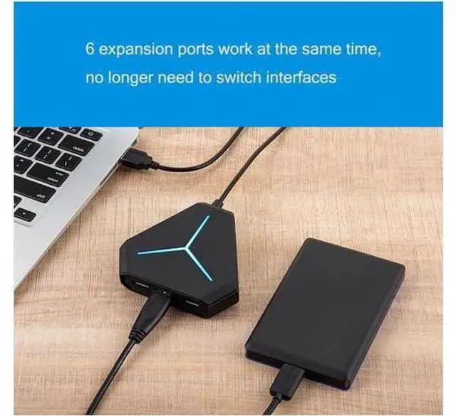 Alt view image 7 of 7 - 6 Port USB 3.0 Hub Splitter Super Speed 6 Port USB Ultra Slim Data Hub with LED Indication Compatible with Multi-device Desktop Laptop, Notebook PC, Mobile HDD, and More (6USB 3.0)