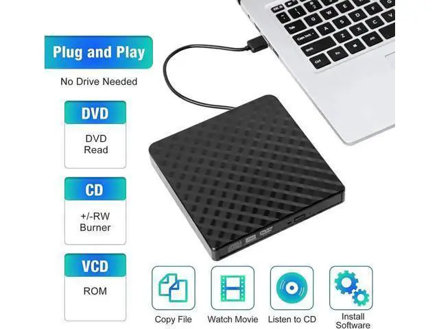 Alt view image 3 of 7 - External CD/DVD Drive, USB 3.0 Ultra Slim Portable DVD Writer External USB CD Drive DVD ROM CD Player/Rewriter +/-RW writer Burner player, Great Compatible With Windows/Mac OS/Laptop/PC/Desktops