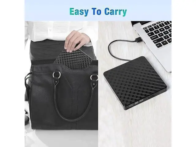 Alt view image 5 of 7 - External CD/DVD Drive, USB 3.0 Ultra Slim Portable DVD Writer External USB CD Drive DVD ROM CD Player/Rewriter +/-RW writer Burner player, Great Compatible With Windows/Mac OS/Laptop/PC/Desktops