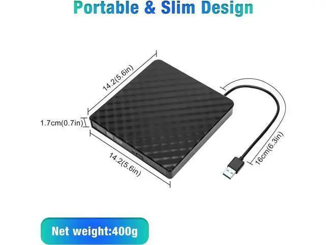 Alt view image 4 of 7 - External CD/DVD Drive, USB 3.0 Ultra Slim Portable DVD Writer External USB CD Drive DVD ROM CD Player/Rewriter +/-RW writer Burner player, Great Compatible With Windows/Mac OS/Laptop/PC/Desktops