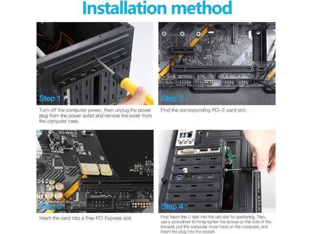 Alt view image 2 of 7 - USB PCIE Card 4-Port(2X USB-C - 2X USB-A) PCI Express Expansion Card Desktop PC Internal USB hub for Windows 10/8/7 and MAC OS 10.8.2 Above